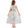 imageGRACE KARIN Girls Tie Back Floral Dress Flutter Sleeves Casual Spring Summer Maxi Dresses for 514YGreen Tiedye