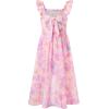 imageGRACE KARIN Girls Tie Back Floral Dress Flutter Sleeves Casual Spring Summer Maxi Dresses for 514YPurple Yellow Floral