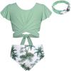 imageGRACE KARIN Girls Swimsuit 3 Piece Bathing Suit Tween Girls Criss Corss Tankini Bikini Floral Beach Swimwear Size 614YGreencoconut