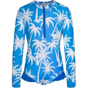 imageGRACE KARIN Girls One Piece Swimsuits Long Sleeve Bathing Suits Swimwear 514YBlue Coconut Tree