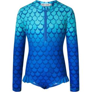 imageGRACE KARIN Girls One Piece Swimsuits Long Sleeve Bathing Suits Swimwear 514YBlue Fish Scale