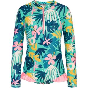 imageGRACE KARIN Girls One Piece Swimsuits Long Sleeve Bathing Suits Swimwear 514YGreen Pink Floral