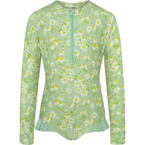 imageGRACE KARIN Girls One Piece Swimsuits Long Sleeve Bathing Suits Swimwear 514YLight Green Daisy