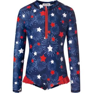 imageGRACE KARIN Girls One Piece Swimsuits Long Sleeve Bathing Suits Swimwear 514YNavy Blue Stars