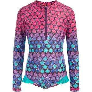 imageGRACE KARIN Girls One Piece Swimsuits Long Sleeve Bathing Suits Swimwear 514YPink Purple Fish Scale