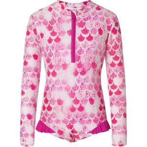 imageGRACE KARIN Girls One Piece Swimsuits Long Sleeve Bathing Suits Swimwear 514YPink White Fish Scale