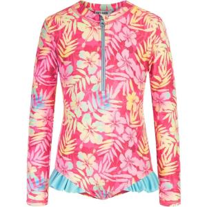 imageGRACE KARIN Girls One Piece Swimsuits Long Sleeve Bathing Suits Swimwear 514YPink Yellow Floral