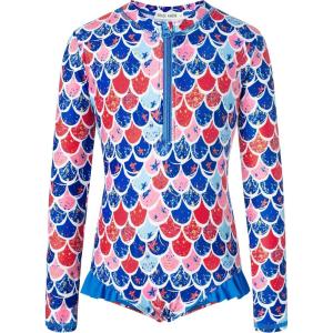 imageGRACE KARIN Girls One Piece Swimsuits Long Sleeve Bathing Suits Swimwear 514YRed Blue Fish Scale