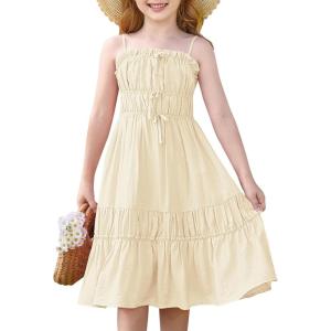 imageGRACE KARIN Girls Summer Dress Spaghetti Strap Midi Casual Sundress Sleeveless Party Elegant Dress 512YBeige