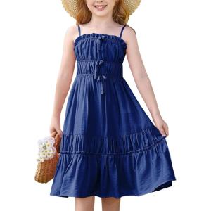 imageGRACE KARIN Girls Summer Dress Spaghetti Strap Midi Casual Sundress Sleeveless Party Elegant Dress 512YNavy Blue