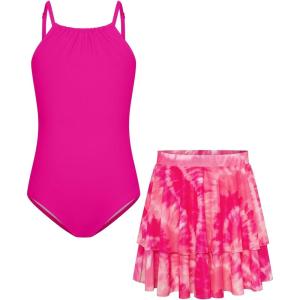 imageGRACE KARIN Girls Swimsuit with Skirt One Piece Bathing Suit Swimwear 614YHot Pink