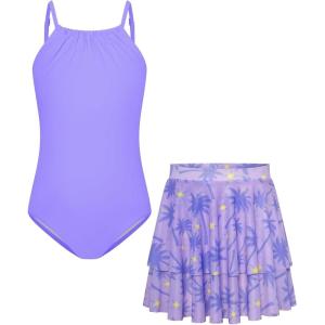 imageGRACE KARIN Girls Swimsuit with Skirt One Piece Bathing Suit Swimwear 614YPurple