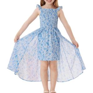 imageGRACE KARIN Girls Tie Back Floral Dress Flutter Sleeves Casual Spring Summer Maxi Dresses for 514YBlue Floral