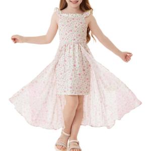 imageGRACE KARIN Girls Tie Back Floral Dress Flutter Sleeves Casual Spring Summer Maxi Dresses for 514YPink Floral