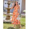 imageGRACE KARIN 2025 Womens Summer Floral Print Dress Sleeveless Casual Flowy Sundress A Line Ruffle Wedding Guest OutfitOrange Floral