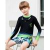 imageGRACE KARIN Boys Two Piece Swimwear Rash Guard Swimsuit with Trunks Bathing Suit Swim Set 512YGreen