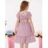 imageGRACE KARIN Girls Bow Back Dress Summer Beach Party Casual Sundress Ruffle Backless Dress for Teens Girls Size 614Gray Pink