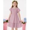 imageGRACE KARIN Girls Bow Back Dress Summer Beach Party Casual Sundress Ruffle Backless Dress for Teens Girls Size 614Gray Pink