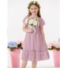 imageGRACE KARIN Girls Bow Back Dress Summer Beach Party Casual Sundress Ruffle Backless Dress for Teens Girls Size 614Gray Pink