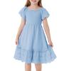imageGRACE KARIN Girls Bow Back Dress Summer Beach Party Casual Sundress Ruffle Backless Dress for Teens Girls Size 614Light Blue