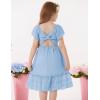 imageGRACE KARIN Girls Bow Back Dress Summer Beach Party Casual Sundress Ruffle Backless Dress for Teens Girls Size 614Light Blue
