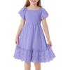 imageGRACE KARIN Girls Bow Back Dress Summer Beach Party Casual Sundress Ruffle Backless Dress for Teens Girls Size 614Purple