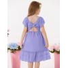 imageGRACE KARIN Girls Bow Back Dress Summer Beach Party Casual Sundress Ruffle Backless Dress for Teens Girls Size 614Purple