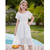 imageGRACE KARIN Girls Bow Back Dress Summer Beach Party Casual Sundress Ruffle Backless Dress for Teens Girls Size 614White