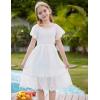 imageGRACE KARIN Girls Bow Back Dress Summer Beach Party Casual Sundress Ruffle Backless Dress for Teens Girls Size 614White
