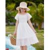 imageGRACE KARIN Girls Bow Back Dress Summer Beach Party Casual Sundress Ruffle Backless Dress for Teens Girls Size 614White