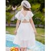 imageGRACE KARIN Girls Bow Back Dress Summer Beach Party Casual Sundress Ruffle Backless Dress for Teens Girls Size 614White