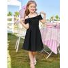 imageGRACE KARIN Girls Elegant Dress Off Shoulder ALine Casual Party Dresses for 614 YearsBlack