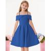 imageGRACE KARIN Girls Elegant Dress Off Shoulder ALine Casual Party Dresses for 614 YearsDark Blue