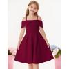 imageGRACE KARIN Girls Elegant Dress Off Shoulder ALine Casual Party Dresses for 614 YearsDark Red