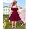imageGRACE KARIN Girls Elegant Dress Off Shoulder ALine Casual Party Dresses for 614 YearsDark Red