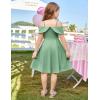 imageGRACE KARIN Girls Elegant Dress Off Shoulder ALine Casual Party Dresses for 614 YearsGreen