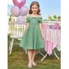 imageGRACE KARIN Girls Elegant Dress Off Shoulder ALine Casual Party Dresses for 614 YearsGreen