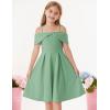 imageGRACE KARIN Girls Elegant Dress Off Shoulder ALine Casual Party Dresses for 614 YearsGreen