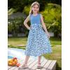 imageGRACE KARIN Girls Summer Dress for Teen Girls Floral Sleeveless Casual Sundress Midi Flowy Dress with Pocket Size 512Blue