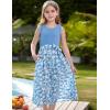 imageGRACE KARIN Girls Summer Dress for Teen Girls Floral Sleeveless Casual Sundress Midi Flowy Dress with Pocket Size 512Blue