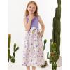 imageGRACE KARIN Girls Summer Dress for Teen Girls Floral Sleeveless Casual Sundress Midi Flowy Dress with Pocket Size 512Purple