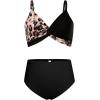 imageGRACE KARIN Teen Girls Bathing Suits Kids 4 Piece Long Sleeve Swimsuit Kimono Up Pants Bikini Tankini Set SwimwearBlackleopard