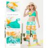 imageGRACE KARIN Teen Girls Bathing Suits Kids 4 Piece Long Sleeve Swimsuit Kimono Up Pants Bikini Tankini Set SwimwearBluecoconut Tree