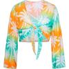 imageGRACE KARIN Teen Girls Bathing Suits Kids 4 Piece Long Sleeve Swimsuit Kimono Up Pants Bikini Tankini Set SwimwearBluecoconut Tree