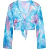 imageGRACE KARIN Teen Girls Bathing Suits Kids 4 Piece Long Sleeve Swimsuit Kimono Up Pants Bikini Tankini Set SwimwearBluefeather