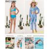 imageGRACE KARIN Teen Girls Bathing Suits Kids 4 Piece Long Sleeve Swimsuit Kimono Up Pants Bikini Tankini Set SwimwearBluefeather