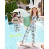 imageGRACE KARIN Teen Girls Bathing Suits Kids 4 Piece Long Sleeve Swimsuit Kimono Up Pants Bikini Tankini Set SwimwearGreencoconut Tree