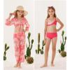 imageGRACE KARIN Teen Girls Bathing Suits Kids 4 Piece Long Sleeve Swimsuit Kimono Up Pants Bikini Tankini Set SwimwearHot Pink