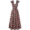 imageGRACE KARIN 2025 Womens Summer Floral Print Dress Sleeveless Casual Flowy Sundress A Line Ruffle Wedding Guest OutfitBlack Red