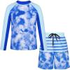 imageGRACE KARIN Boys Two Piece Swimwear Rash Guard Swimsuit with Trunks Bathing Suit Swim Set 512YBlue